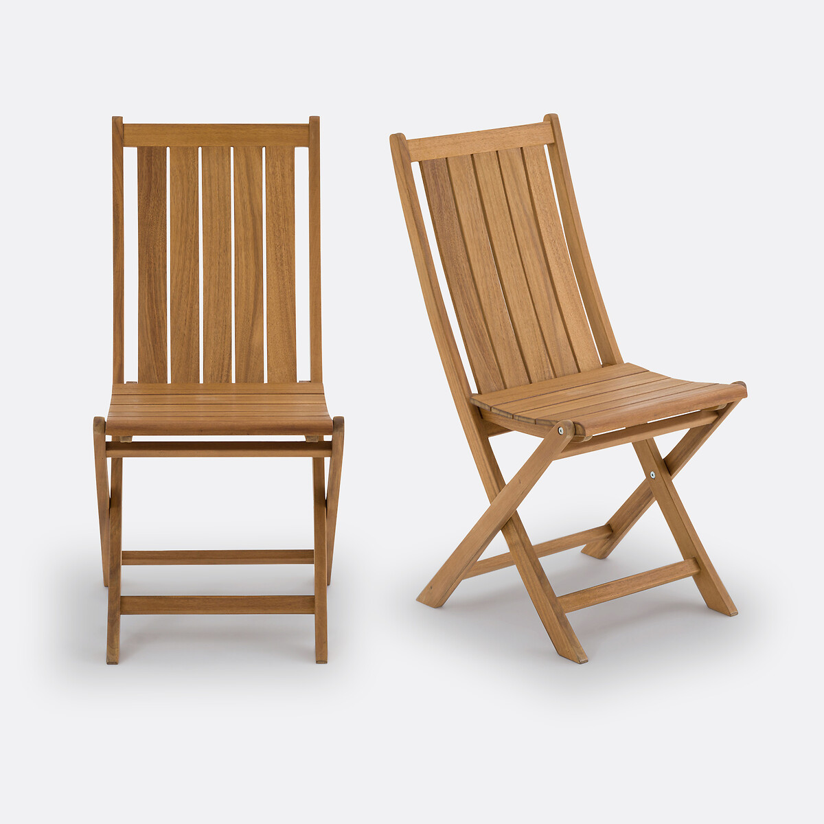 Set van 2 plooibare tuinstoelen in acacia, Palera acacia, LA REDOUTE INTERIEURS