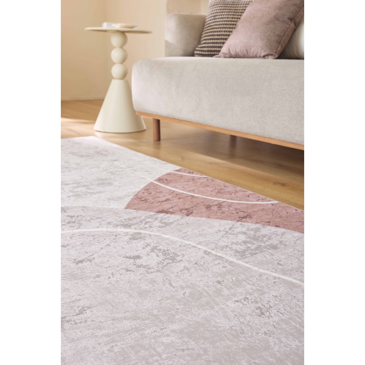 Tapis de salon motifs abstrait GREGE beige, NAZAR RUGS