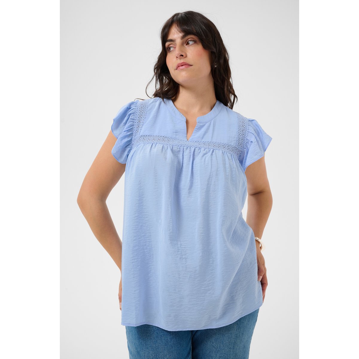 Blouse à manches courtes bleu windsufer, KAFFE CURVE