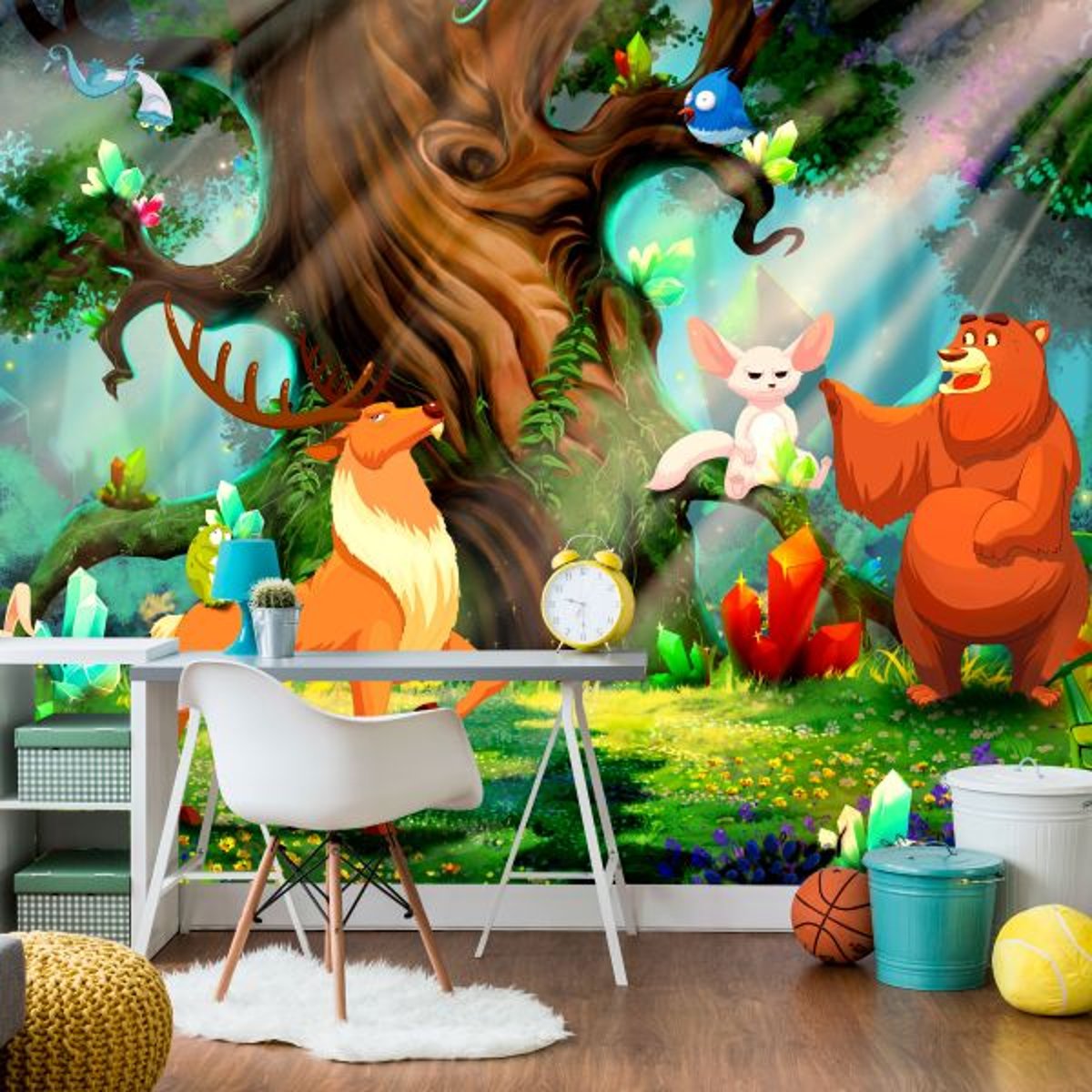 Papier peint intissé panoramique Pour enfants Bear and Friends multicouleur, EDEN