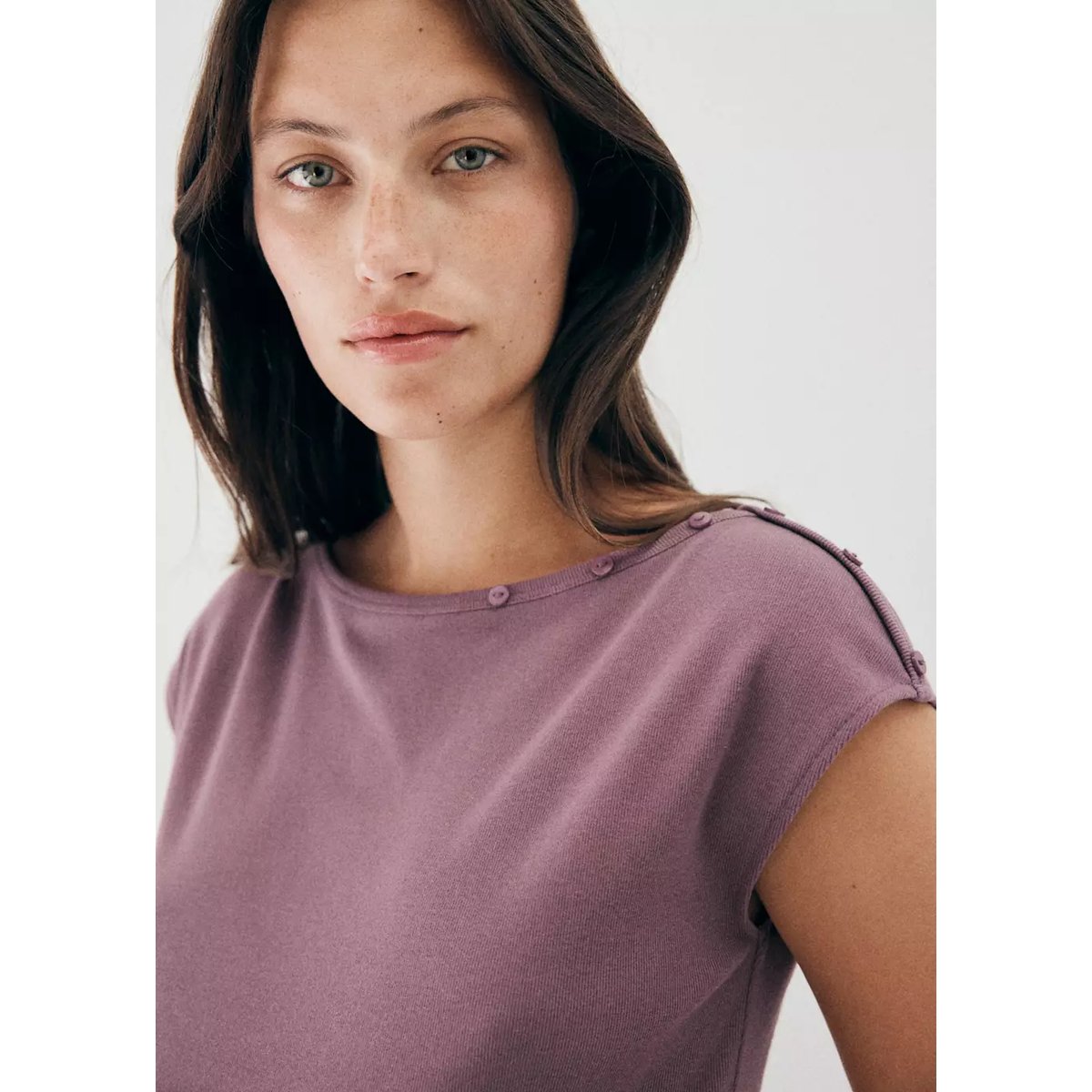 T-shirt de grossesse froncé violet clair/pastel, MANGO