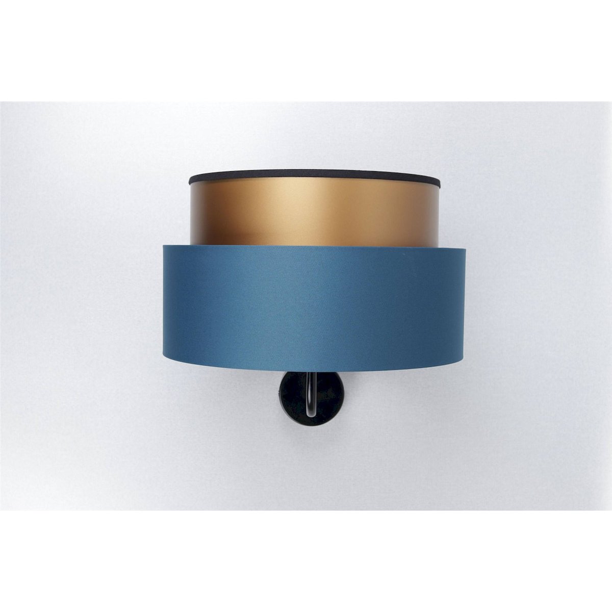 Applique murale ronde en tissu, DUO ÉLÉGANT bleu marine satin et cuivre, BPS KONCEPT