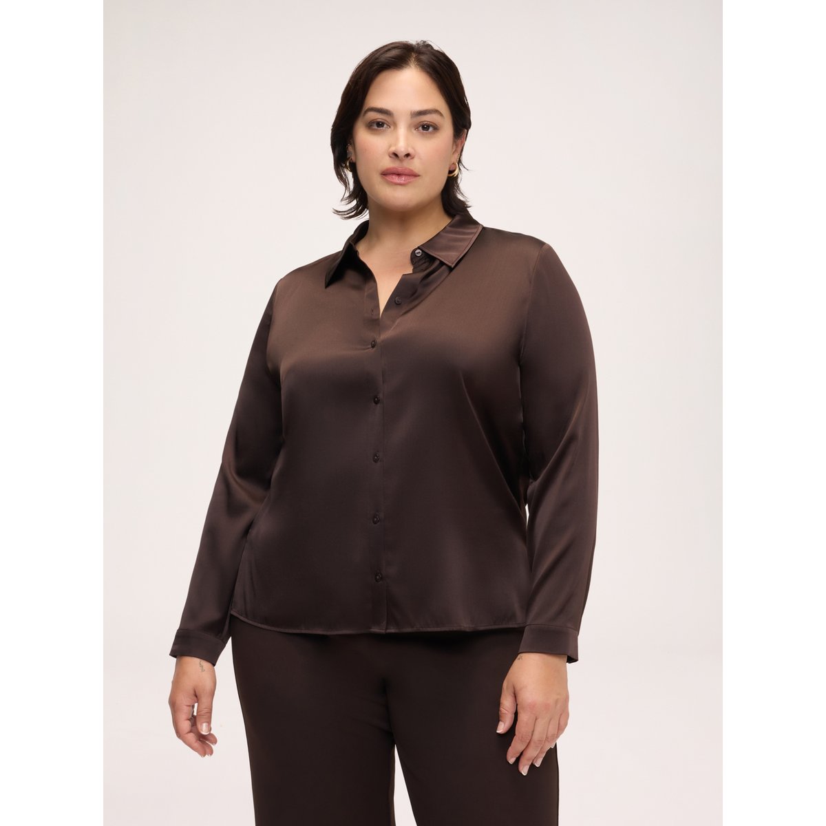 Chemise avec col classique marron, FIORELLA RUBINO