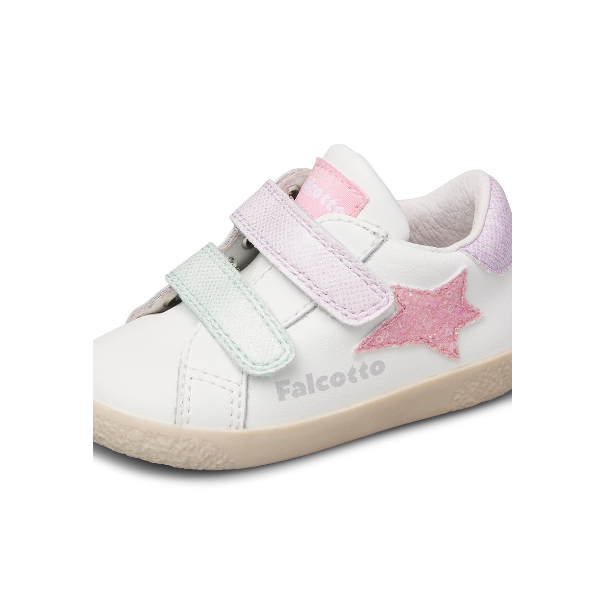 Sneakers en cuir et tissu ALNOITE 2 VL. blanc-rose-, FALCOTTO