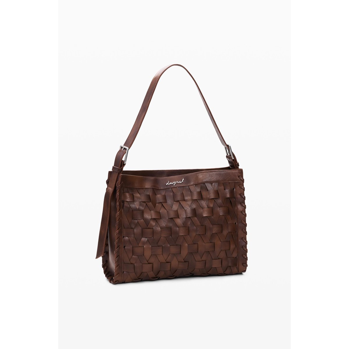Sac moyen tressé marron, DESIGUAL