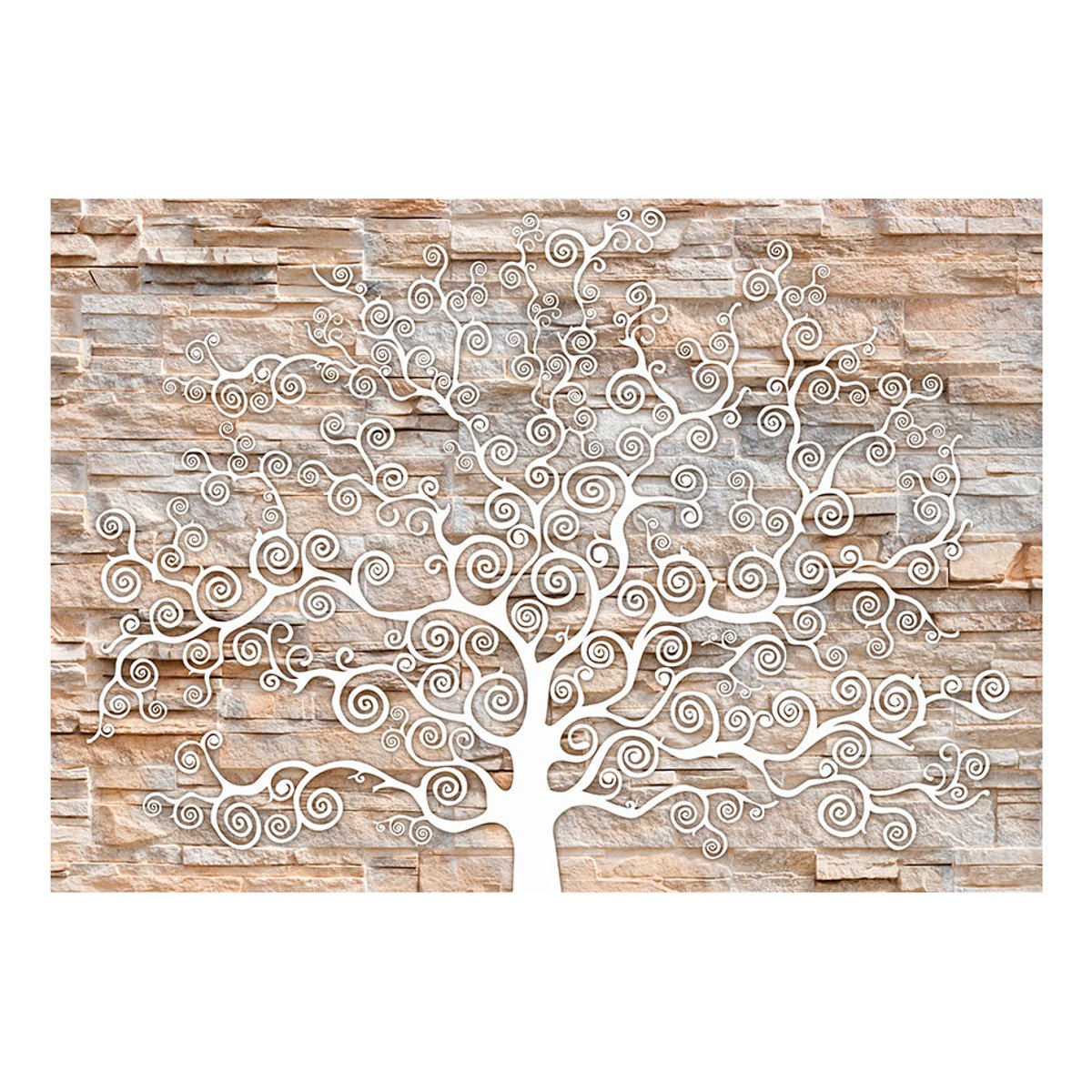 Papier peint intissé panoramique Stone Tree beige, EDEN