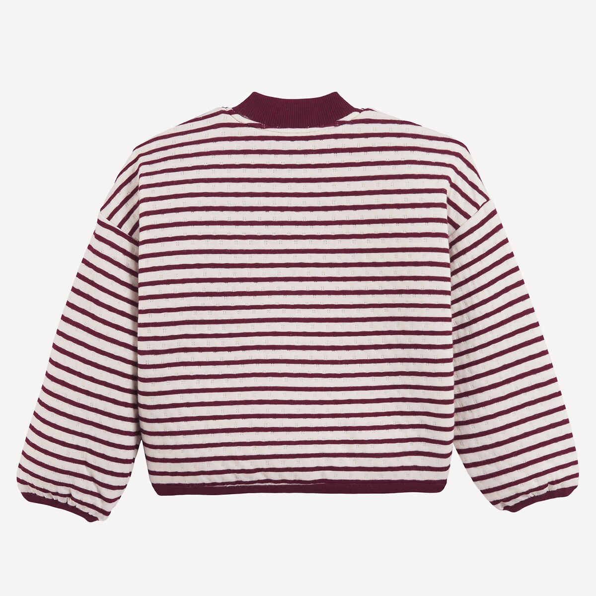 Chaqueta sudadera con botones a presión, de rayas y reversible rayas burdeos, LA REDOUTE COLLECTIONS