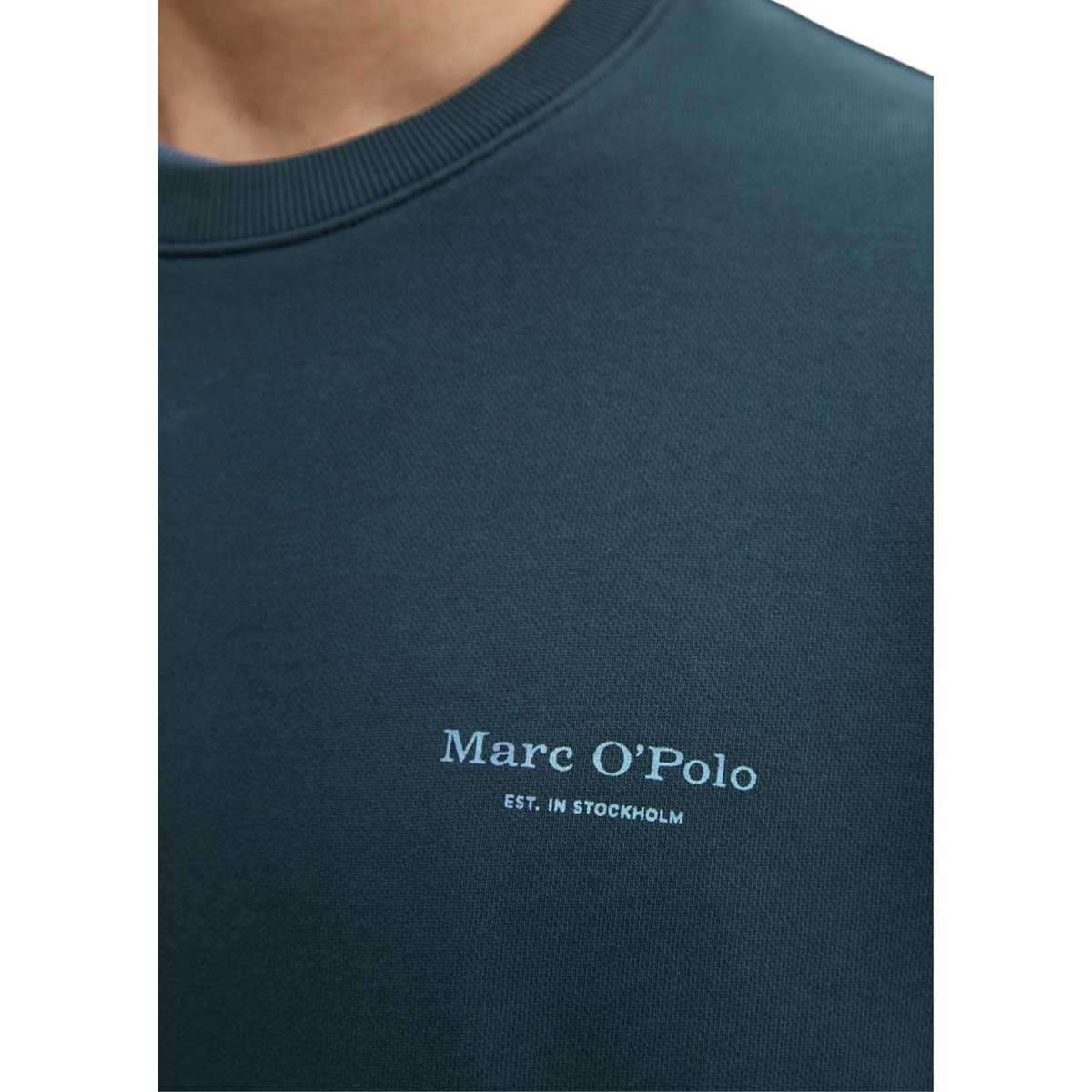 Sweat-shirt garment-dyed régulier avec logo imprimé dans le dos bleu foncé, MARC O'POLO