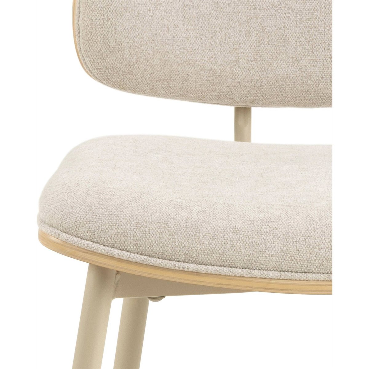 Chaise CLIMSOR tissu et métal beige clair et chêne naturel, RECOLLECTION