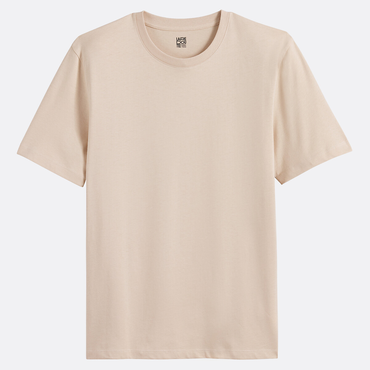 T-shirt col rond manches courtes beige, LA REDOUTE COLLECTIONS