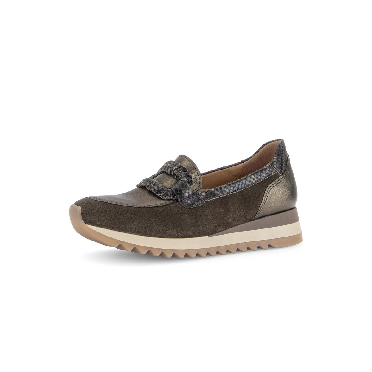 Mocassins en cuir à talon compensé vert, GABOR