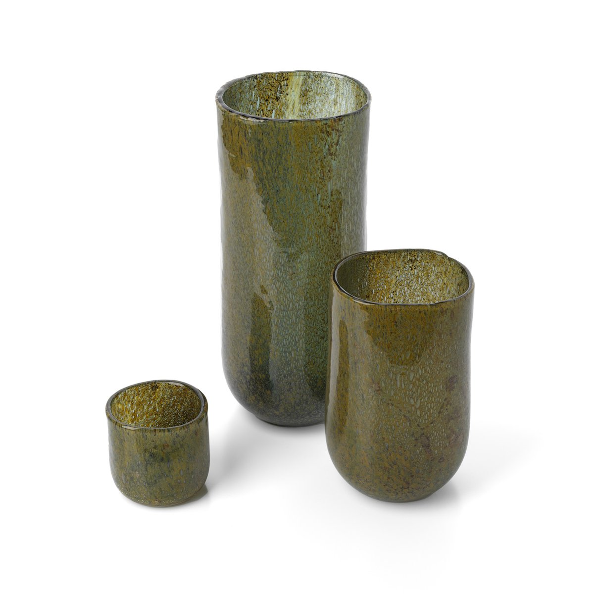 Vase en verre FOREST vert olive, BAZAR BIZAR