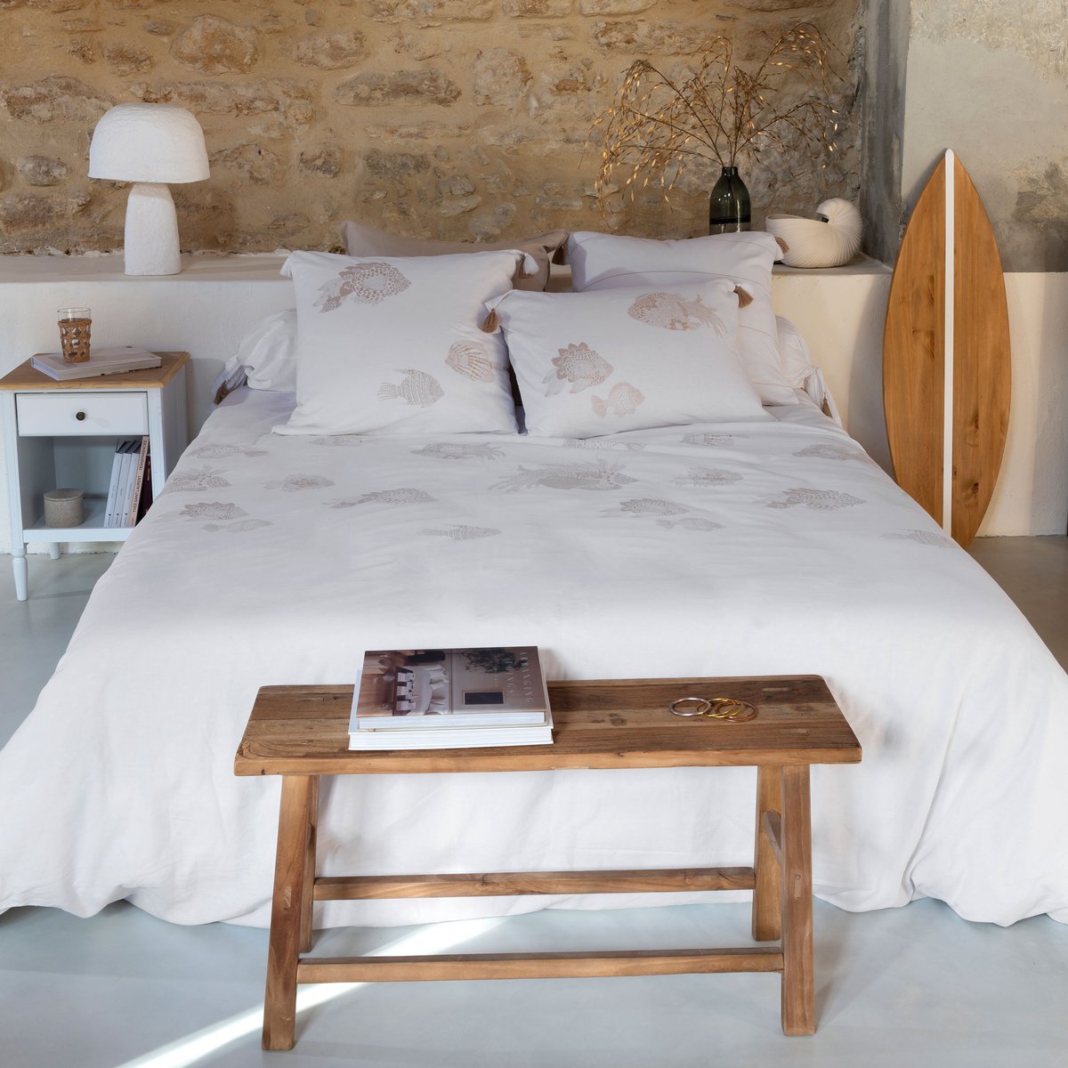 Housse de couette Imprime AMORGOS imprime, CARRE BLANC