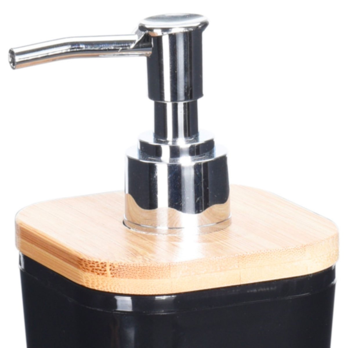Distributeur de savon noir et bambou - 7.5x7.5x17.5cm noir, WADIGA