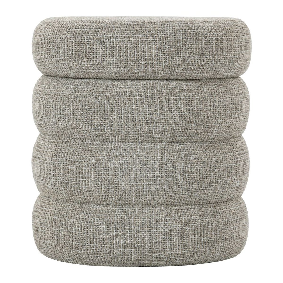Pouf coffre tissu chenillé rouge beige, ZAGO