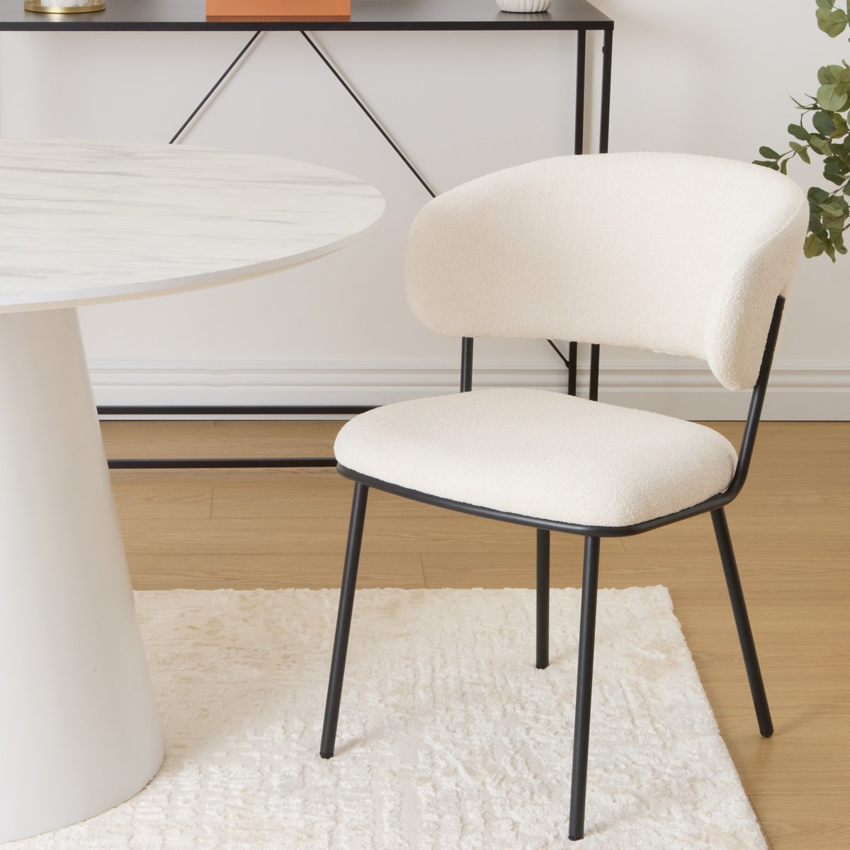 Lot de 2 fauteuils en tissu ALBA blanc, ATMOSPHERA