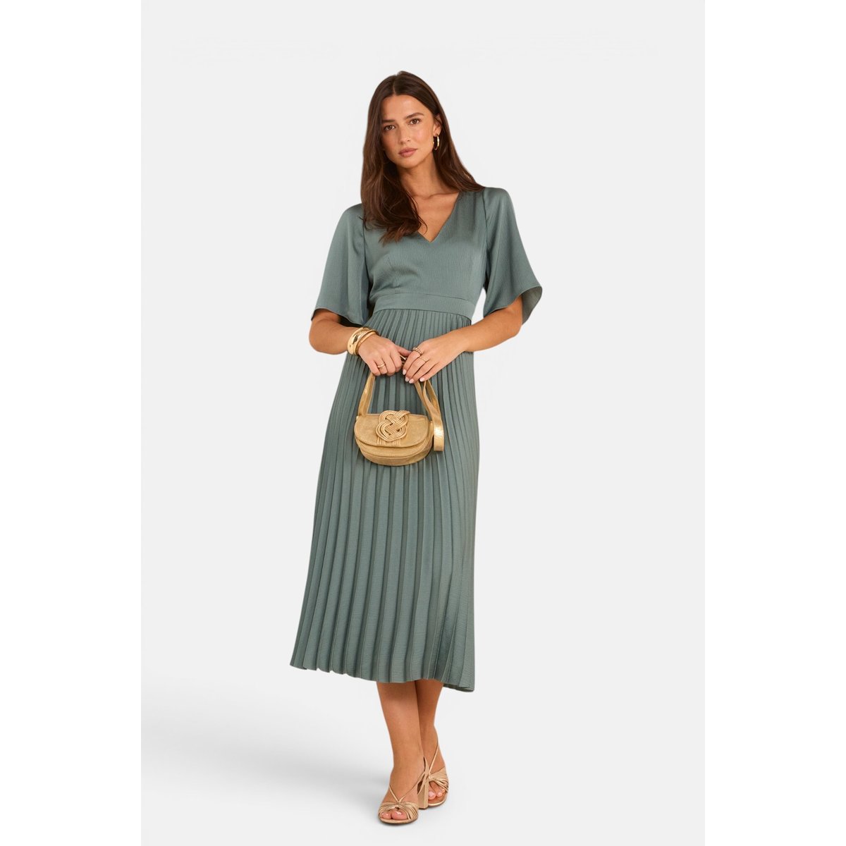 Robe longue plissée BILLIE petrole, Maison 123