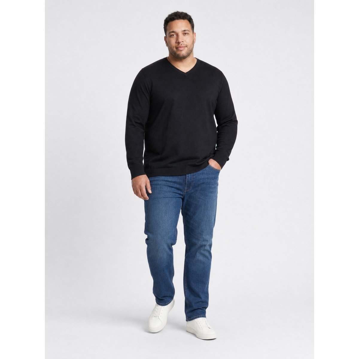 Pull col v grande taille millgate noir black, PETROL INDUSTRIES