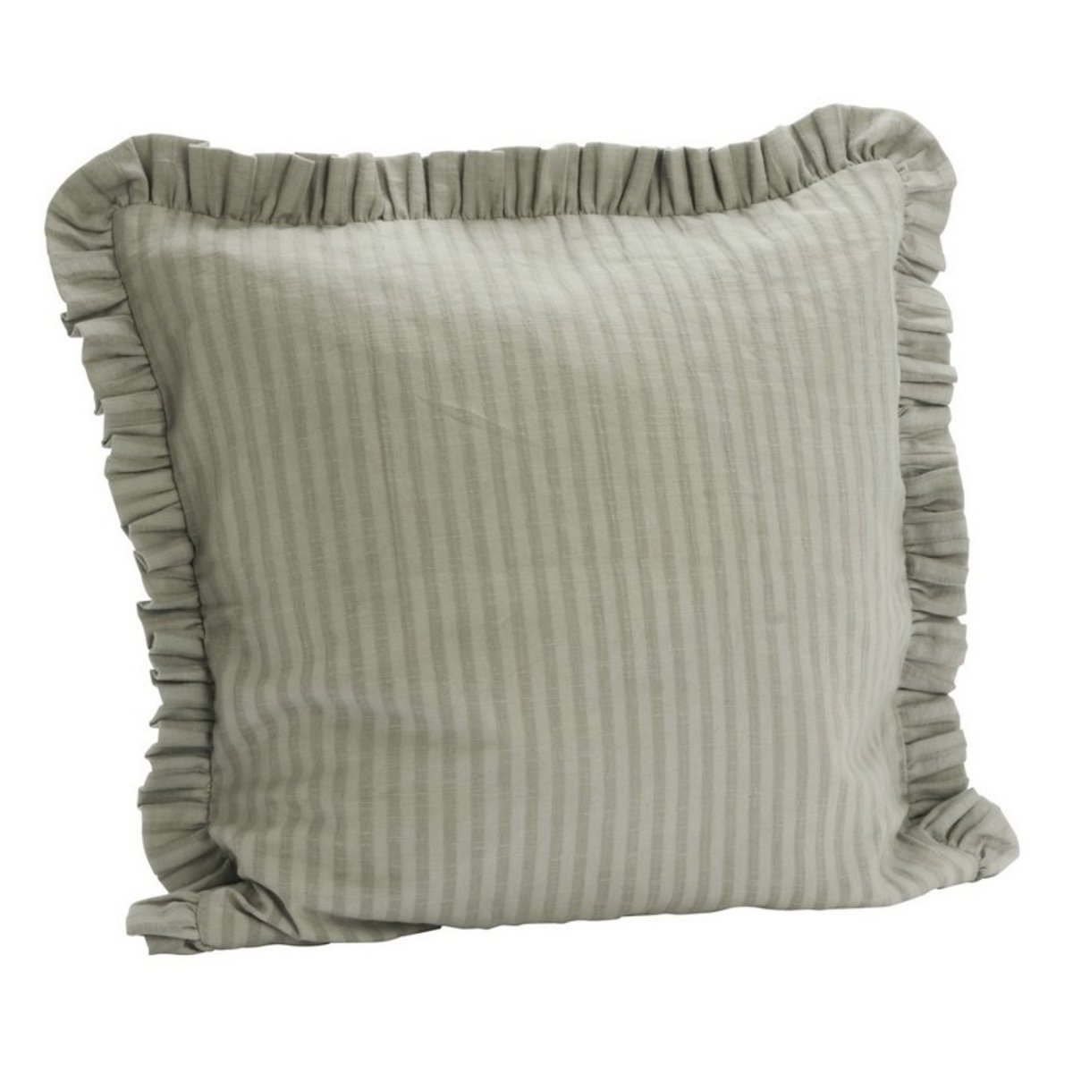 Housse de coussin à volants coton vert kaki délavé, MADAM STOLTZ