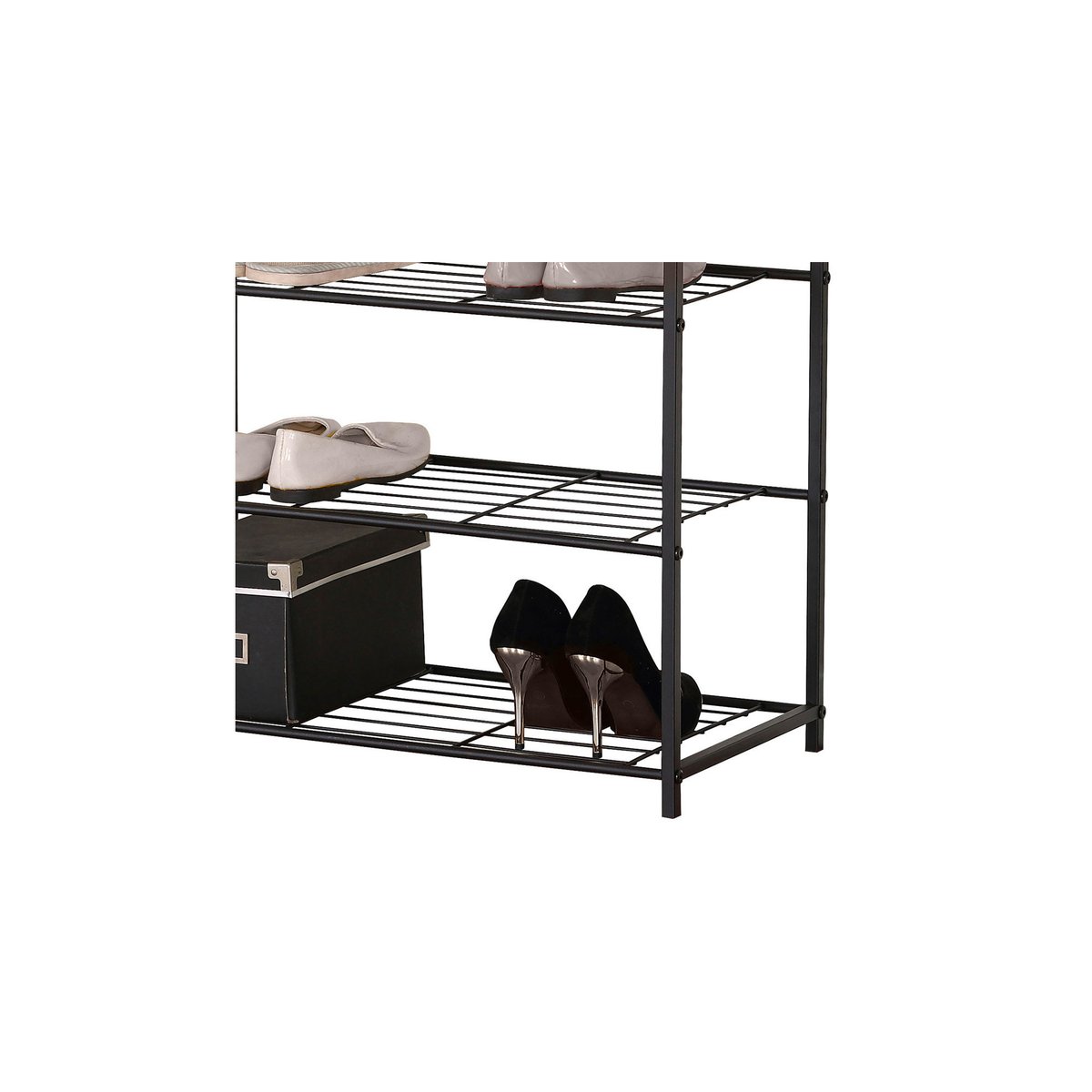 Étagère à chaussures en bois et métal noir 63x30x83cm bois, WADIGA