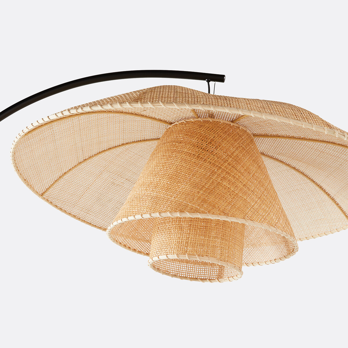 Lampadaire arc métal acier et rotin, Lola naturel/noir, LA REDOUTE INTERIEURS