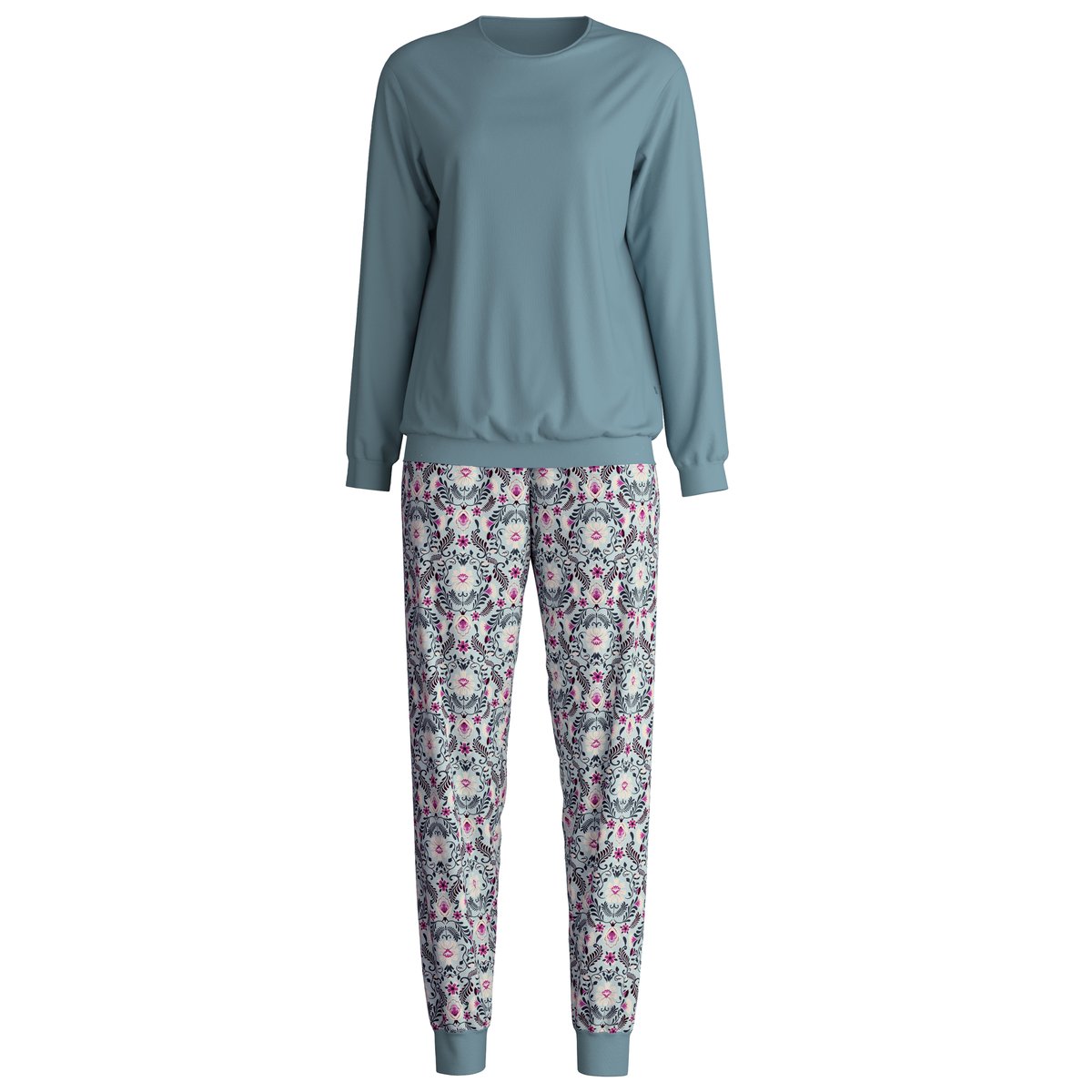 Pyjama avec bords élastiques manches longues Coton AUTUMN DREAMS smoke bleu, CALIDA