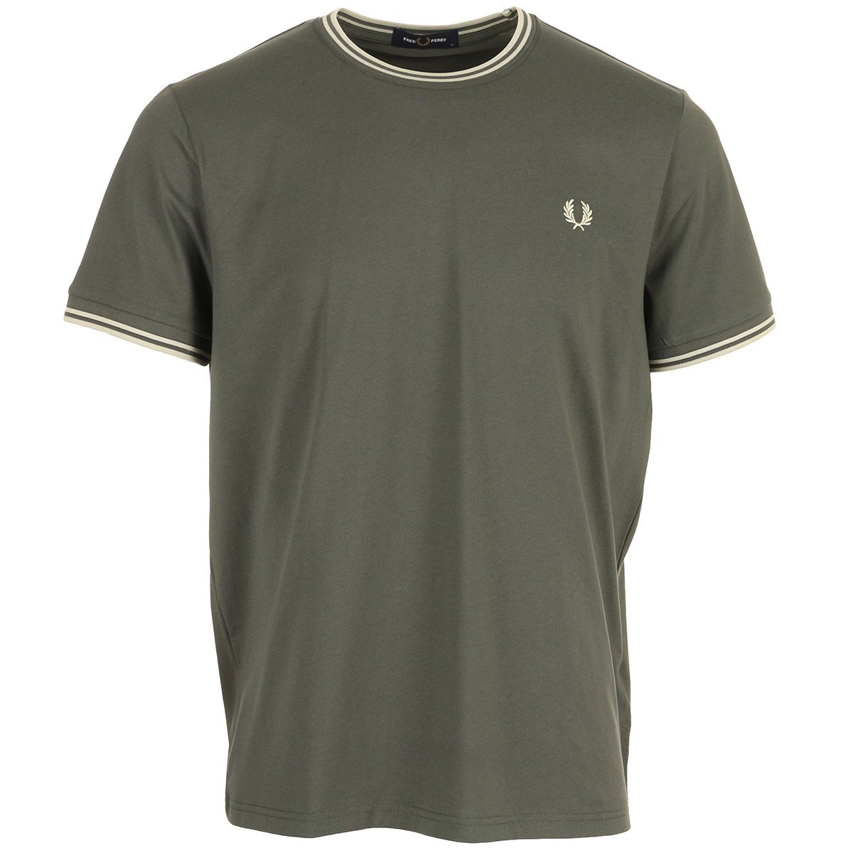 TWIN TIPPED T-SHIRT field green oatmeal, FRED PERRY