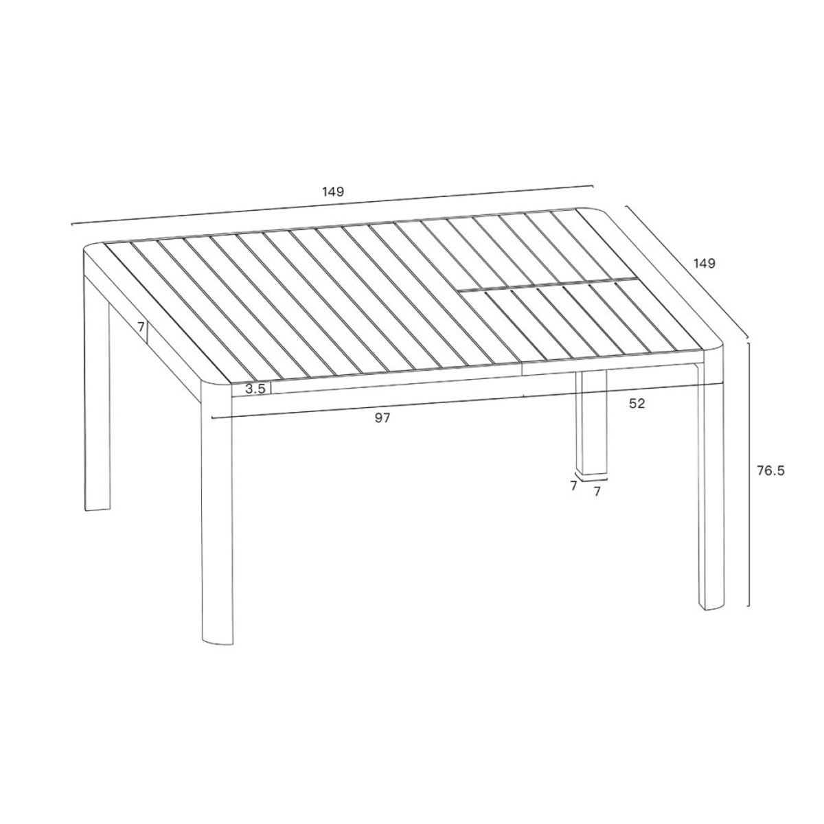 Table de jardin carré/rect  4/8p en alu COMO gris, WILSA GARDEN