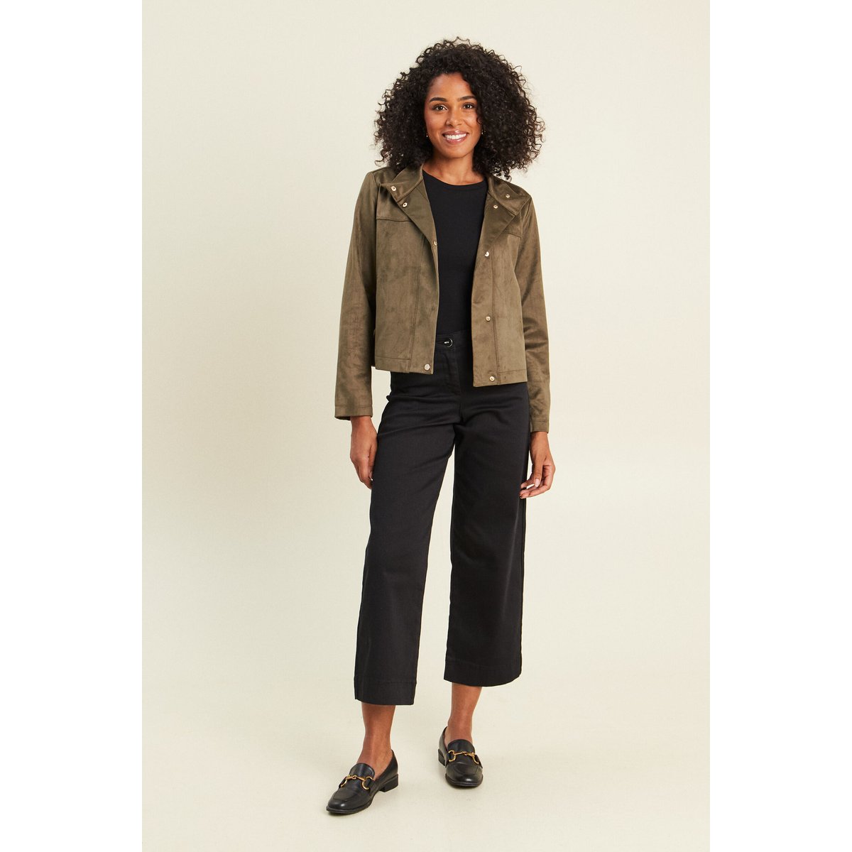 Veste ample col montant doublée vert kaki, BREAL
