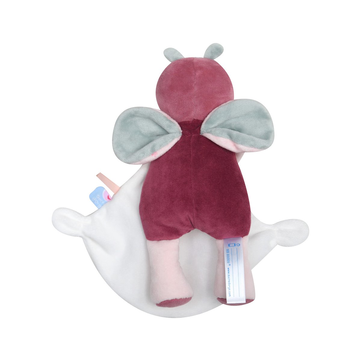 Doudou mouchoir coccinelle savina velours rose, SUCRE D'ORGE