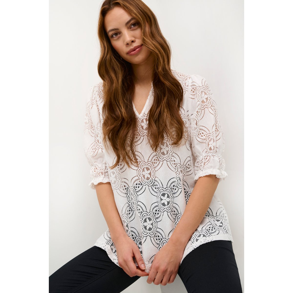 Blouse with long sleeve blanc spring gardenia, CULTURE