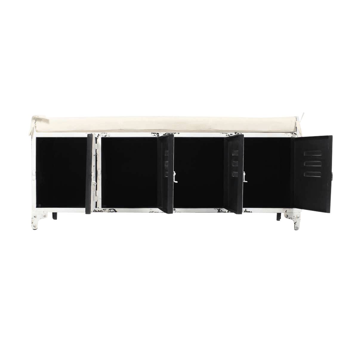 Banc en métal et tissu FÉLICIE blanc, MADE IN MEUBLES 