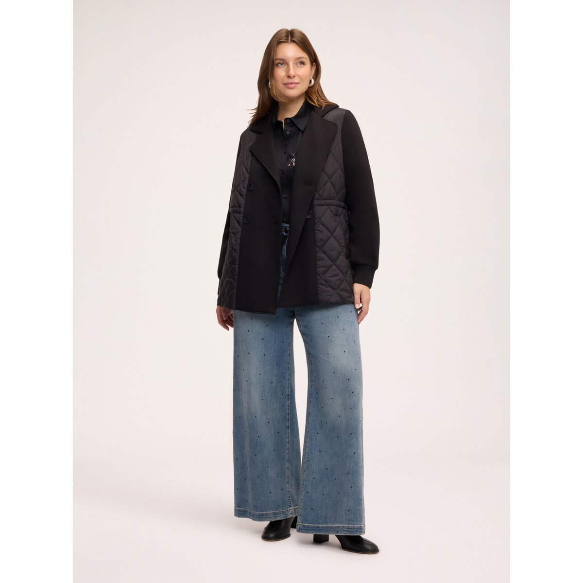 Veste matelassée trench croisée noir, FIORELLA RUBINO
