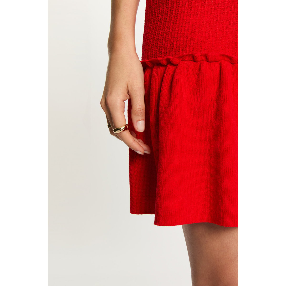 Robe tricot cintrée rouge vif, MORGAN