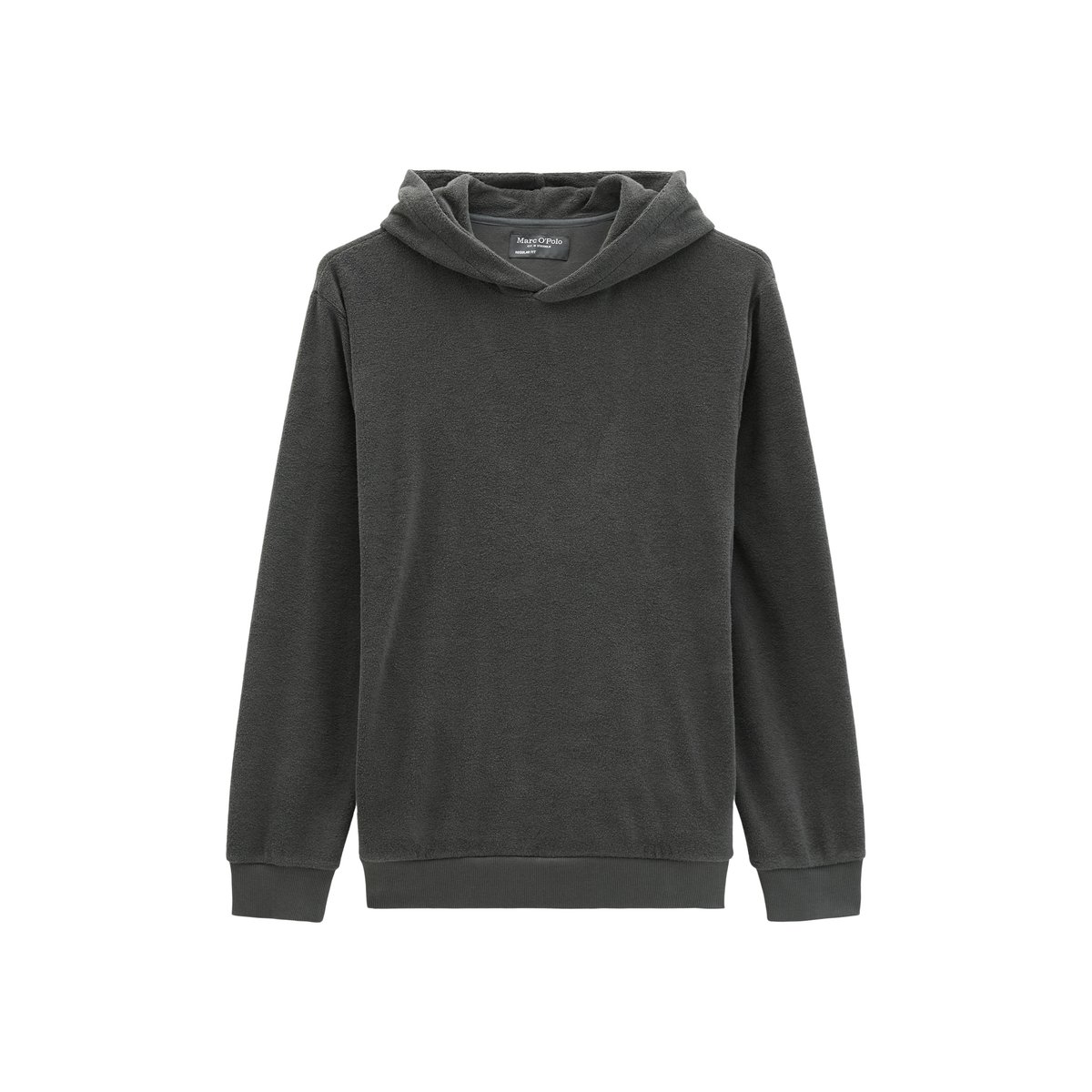Sweat à capuche en tissu éponge, coupe standard en mélange de coton bio gris foncé, MARC O'POLO