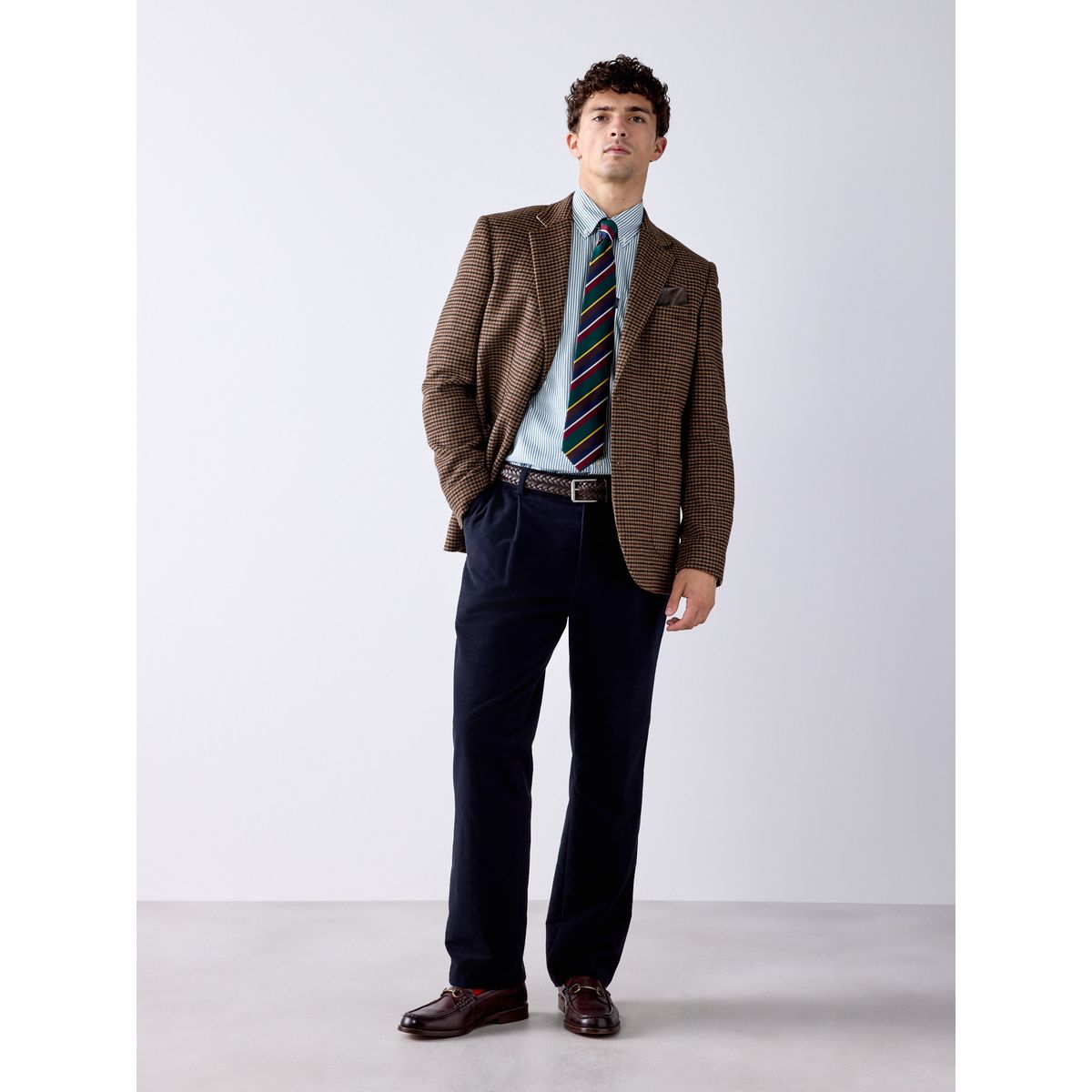 Blazer à carreaux pied-de-poule marron, NEXT
