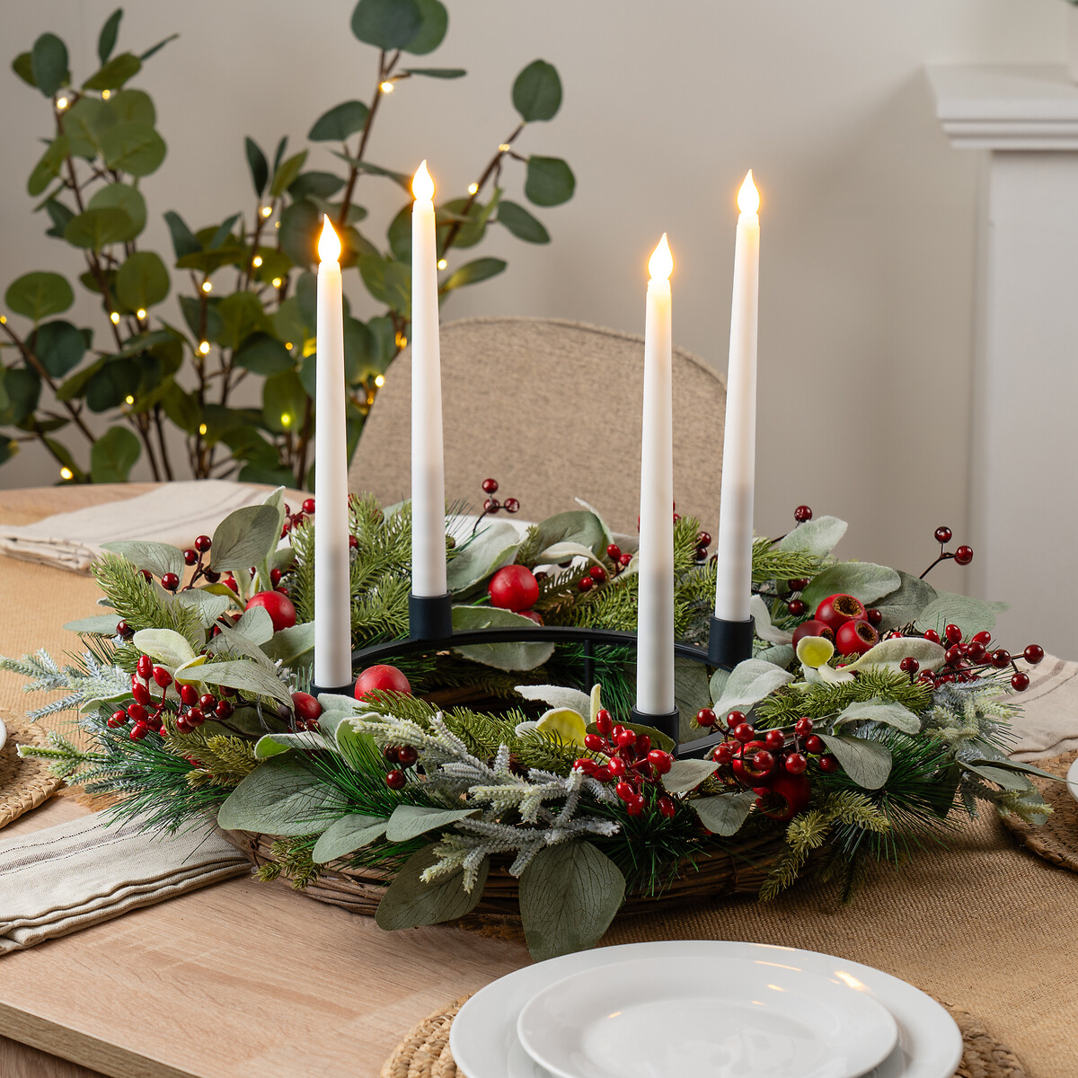 27.5cm Circular Candle Centrepiece Black grey, SO'HOME