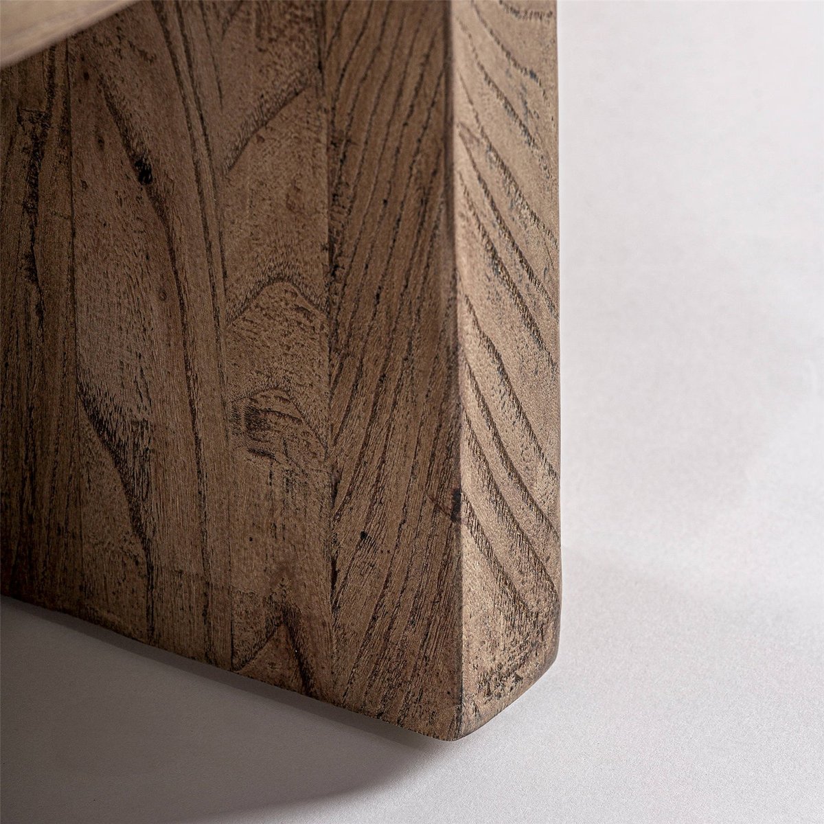 Table basse ronde en bois d'orme brun, RECOLLECTION