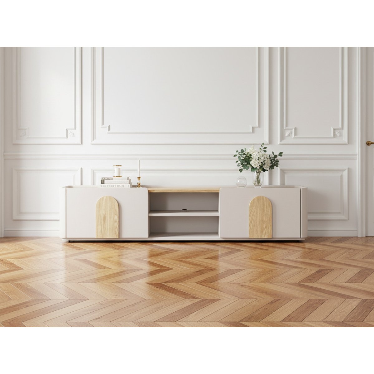 Meuble TV 170 cm , ENYRA beige, BOBOCHIC