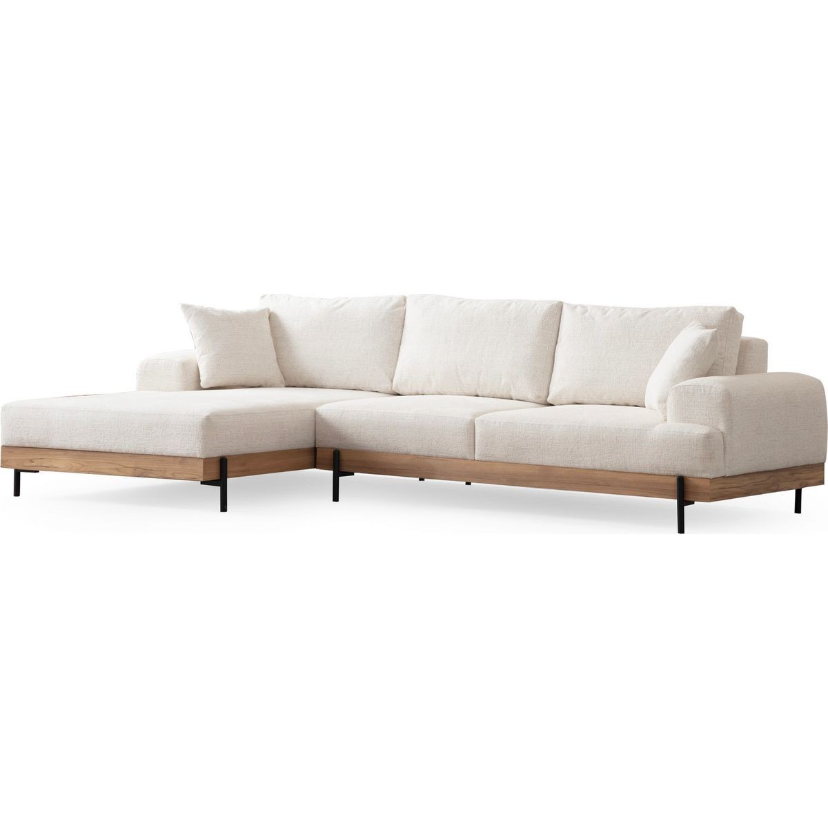Canapé d'angle à gauche 4 places en tissu - GIADA beige, HOMIFAB