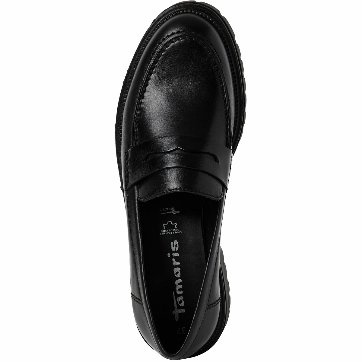 Mocassins en cuir noir, TAMARIS
