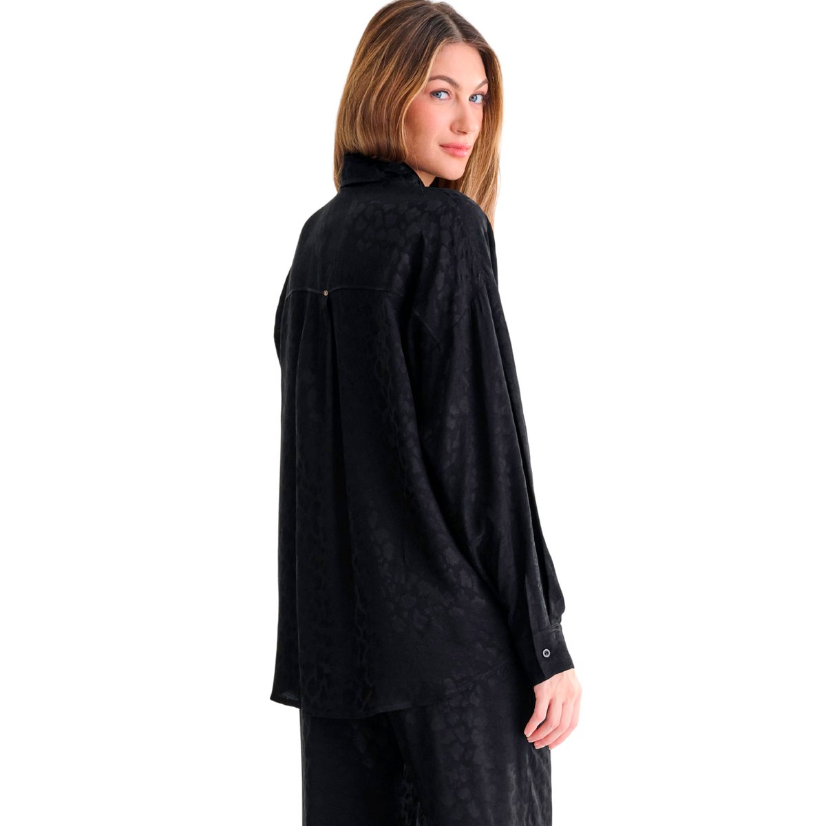 Haut pyjama chemise manches longues TALENA noir, LISCA