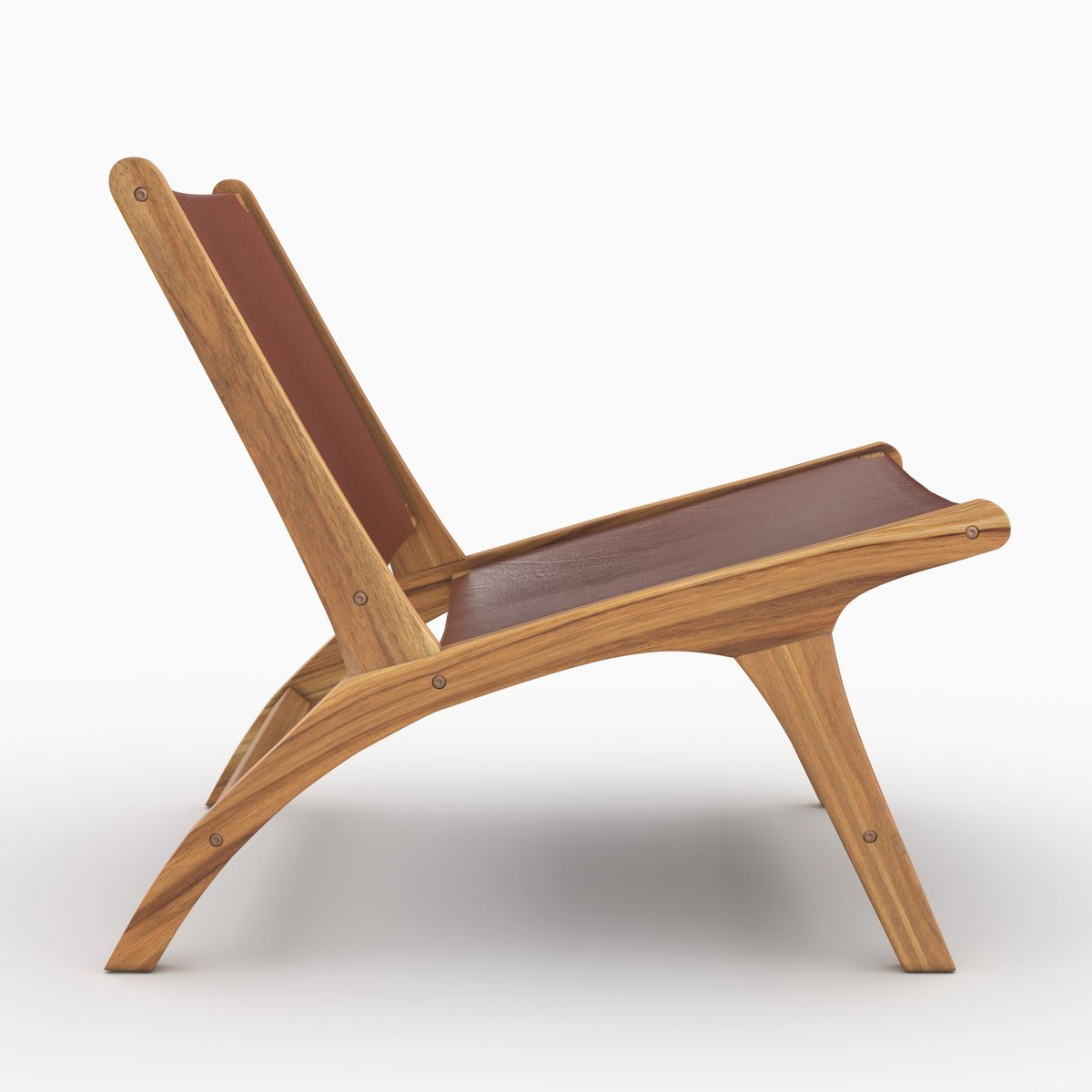 Fauteuil en teck et cuir lisse - KUNA marron, MAISON PAVANE