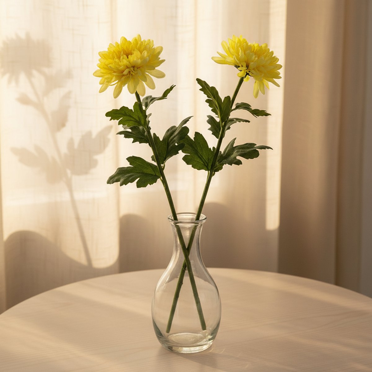 Tige de chrysanthème artificielle H47 jaune pâle, SIA DECO