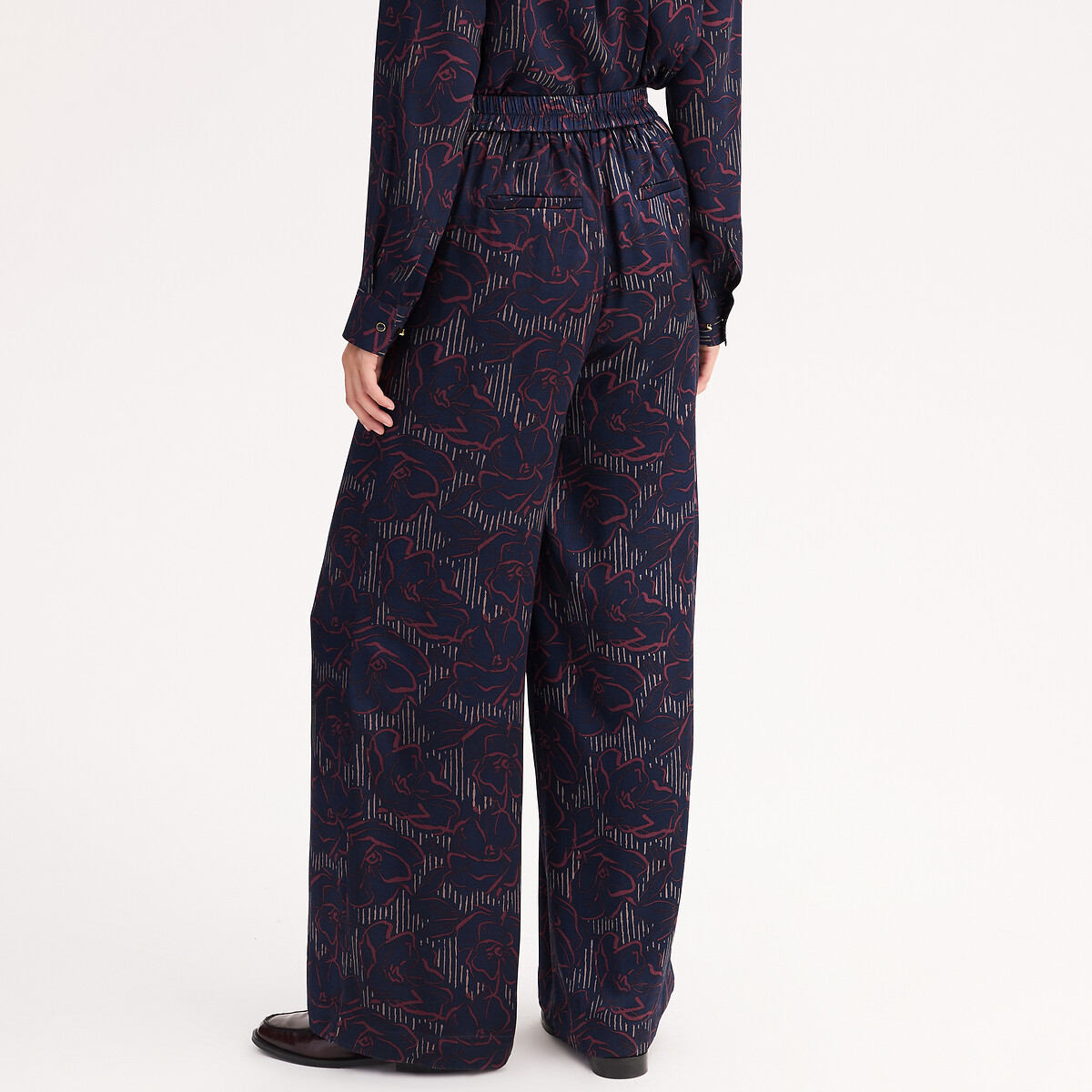 Printed Wide Leg Trousers with High Waist printed, ANNE WEYBURN