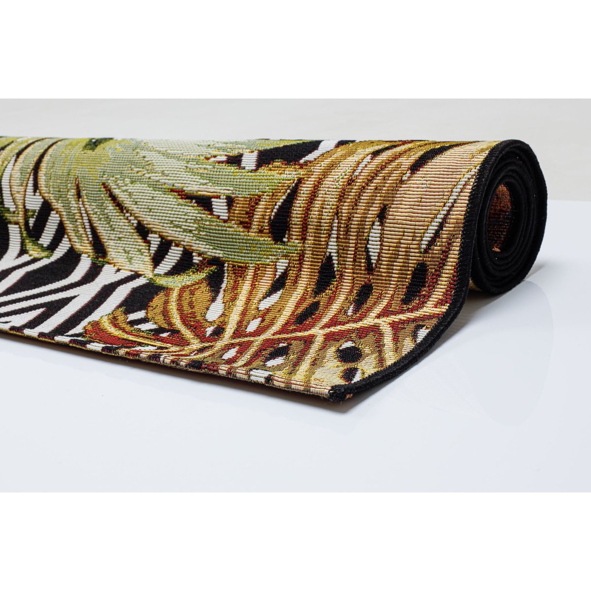 Tapis d'extérieur tissé à plat à l'aspect exotique - AURORA noir, GINO FALCONE