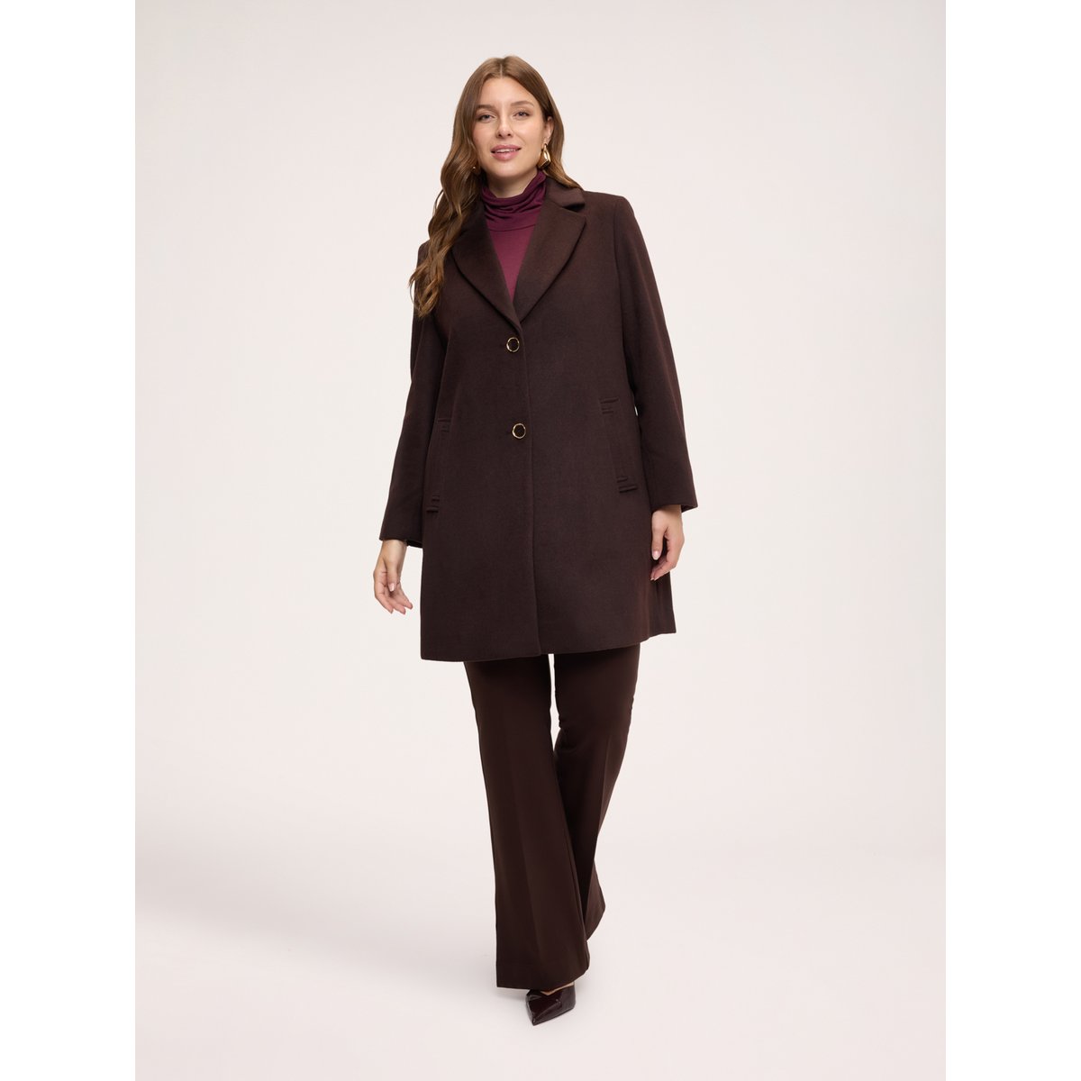 Manteau avec fermeture simple boutonnage marron, FIORELLA RUBINO