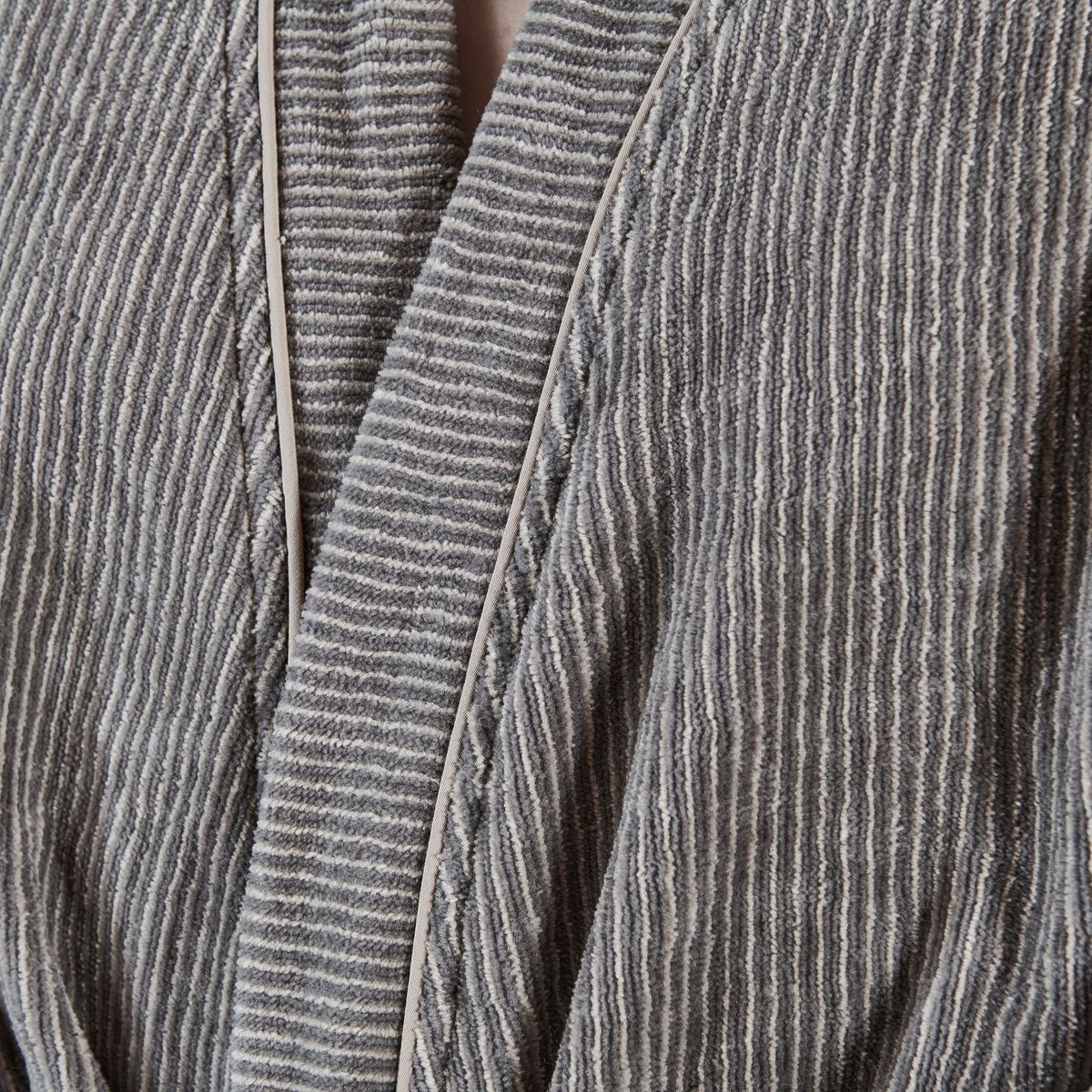 Peignoir Rayé - Éponge et Velours 380g/m² gris/lin, TRADITION DES VOSGES