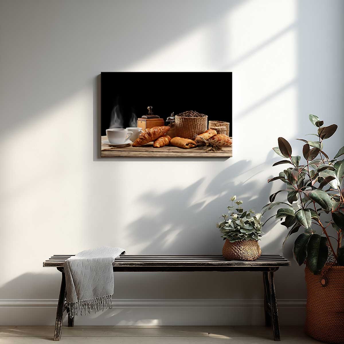 Tableau petit déjeuner café et viennoiseries toile imprimée, HEXOA