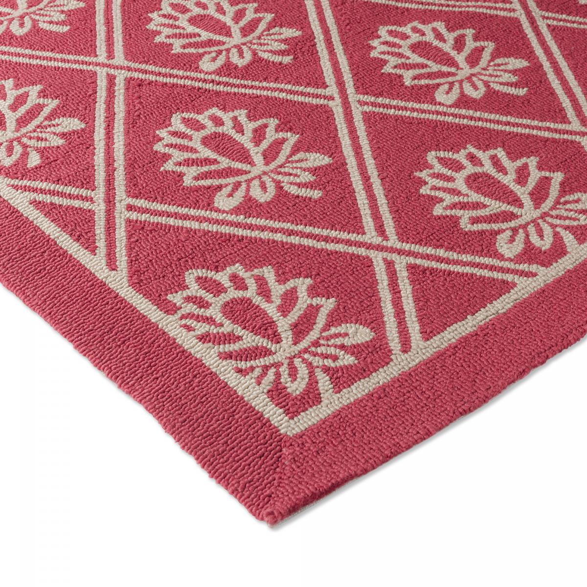 Tapis extérieur kilim fait main PORSTER rouge, blanc, UN AMOUR DE TAPIS